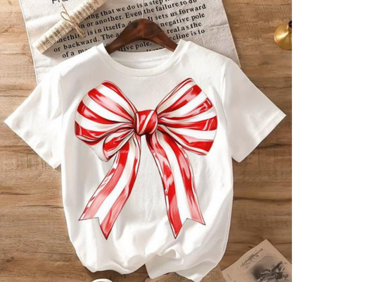 Candy Cane Bow Tee