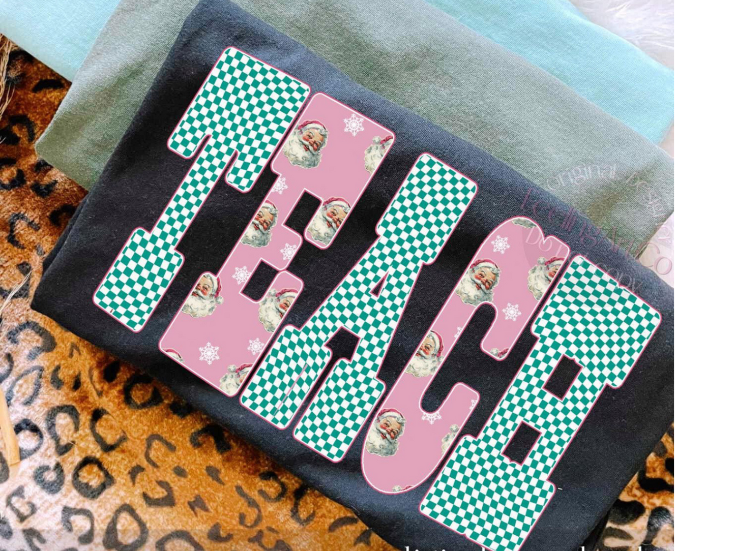 Pink & Green Check Teach Tee