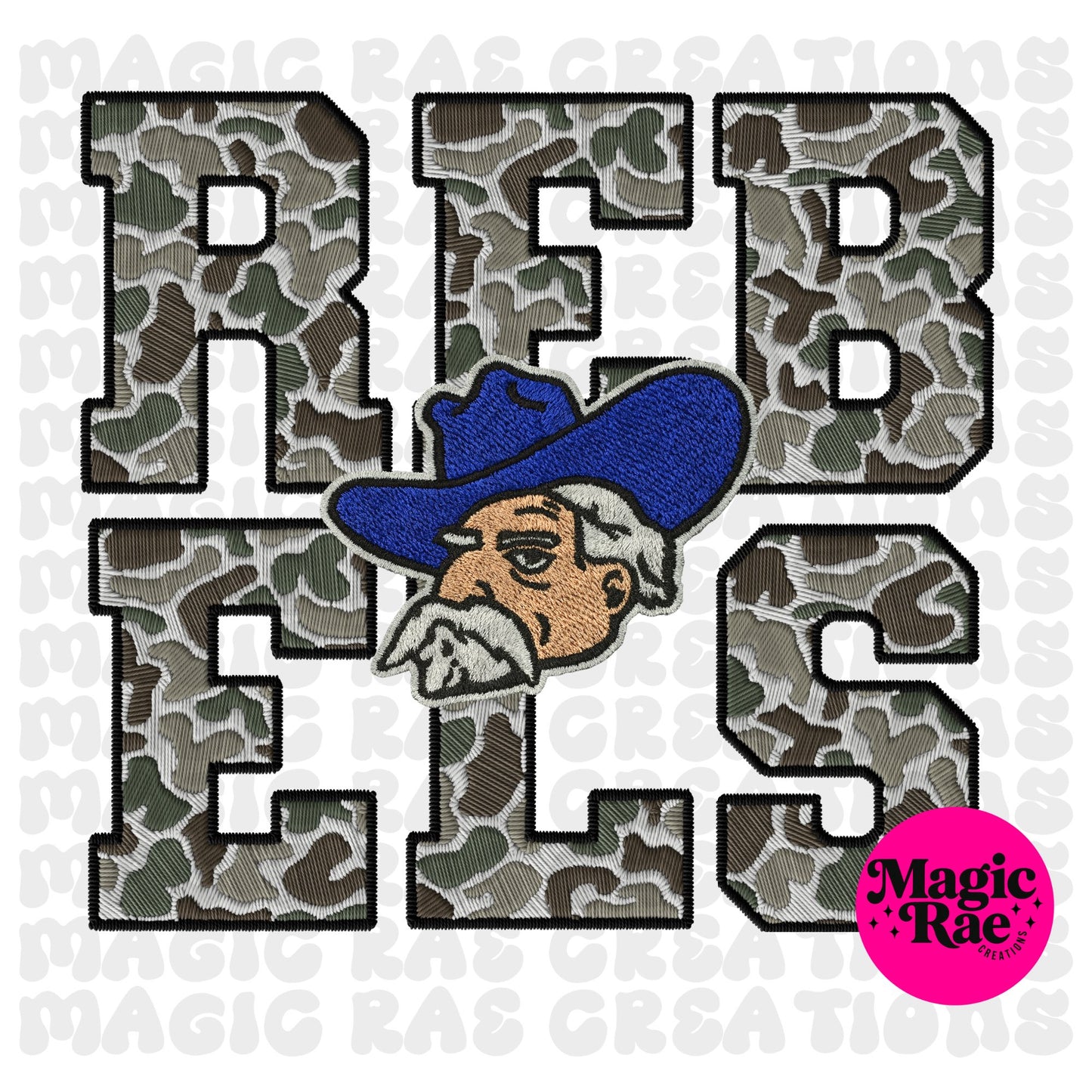 Faux Embroidered Camo Tee