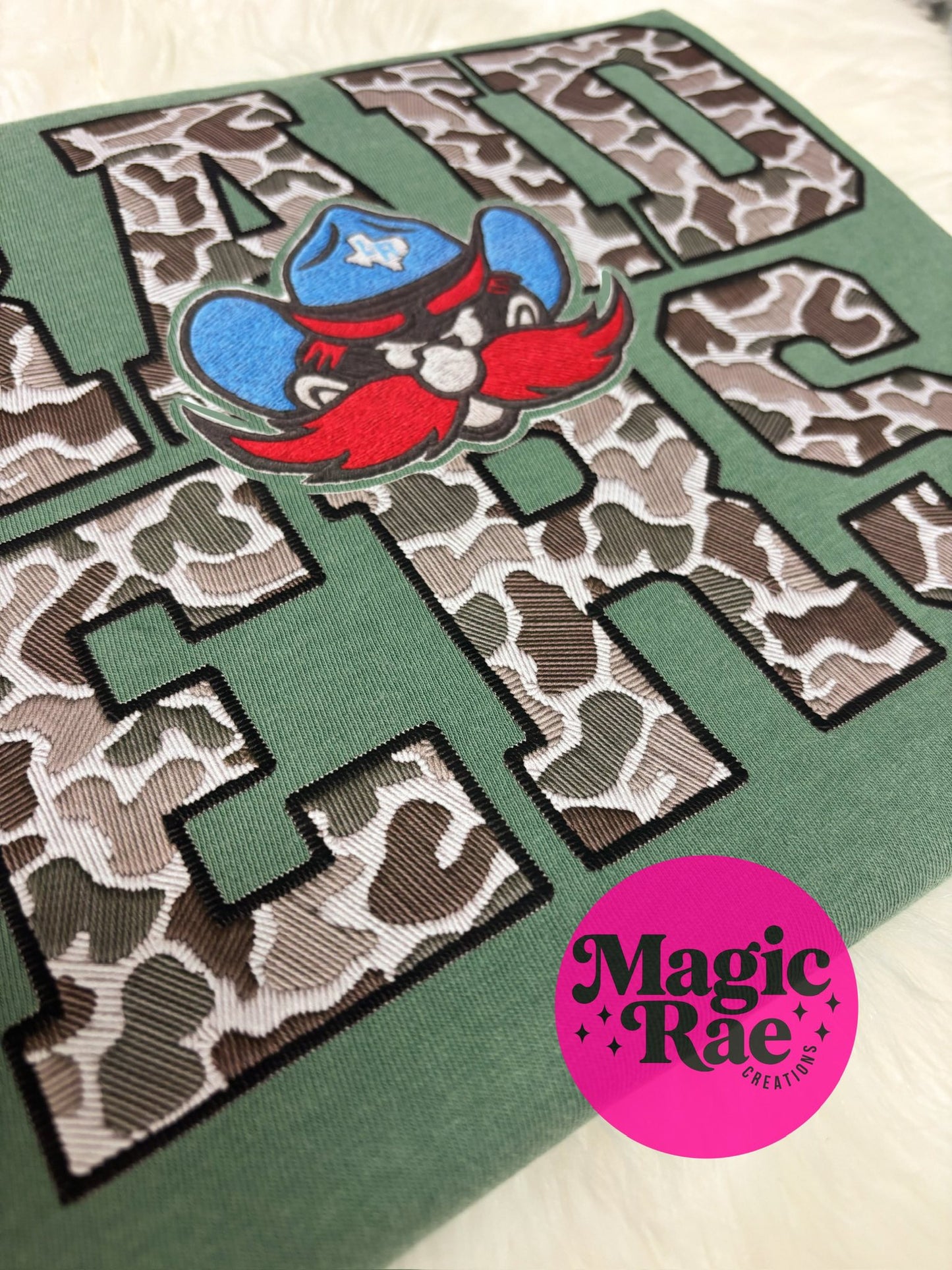 Faux Embroidered Camo Tee