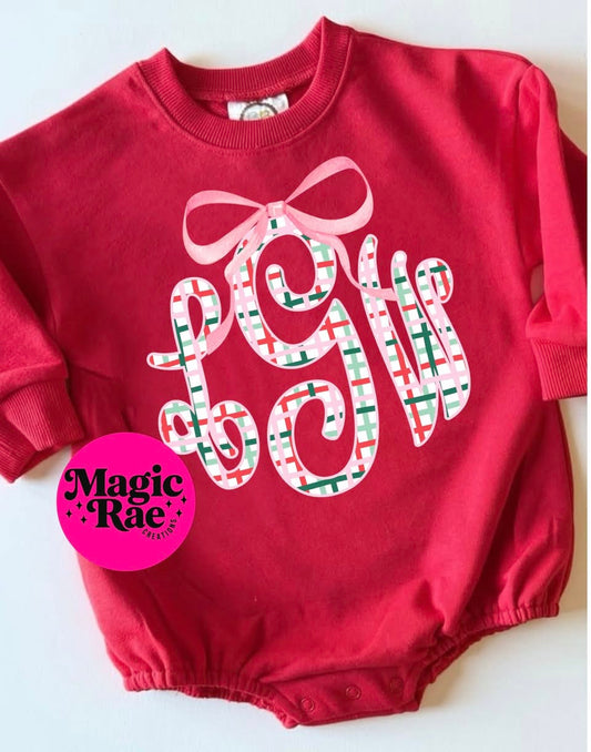 Christmas Monogram Romper